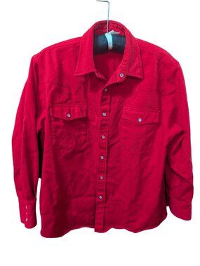 Marlboro Red Cotton Western Shirt With Pearl Snap Buttons Mens Size Large 1990s